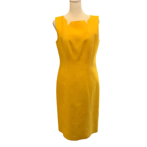 David Meister Dresses & Skirts - David Meister Yellow Lined Sleeveless Dress-Size 8